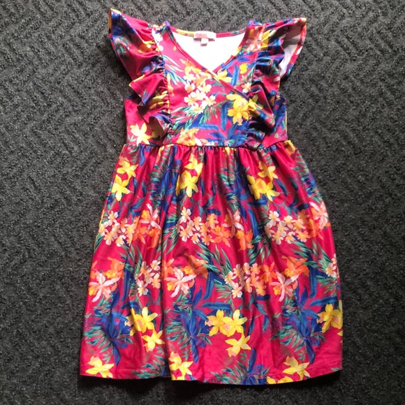 Tommy Bahama Girls Pink and Purple Flutter Sleeve Sundress - Picture 1 of 5